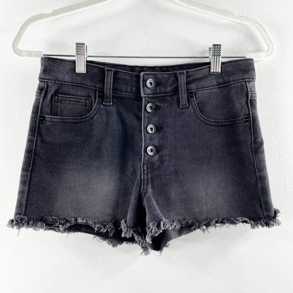 Kendall & Kylie High Rise Button Fly Hipster Shorts Black 5 / 27